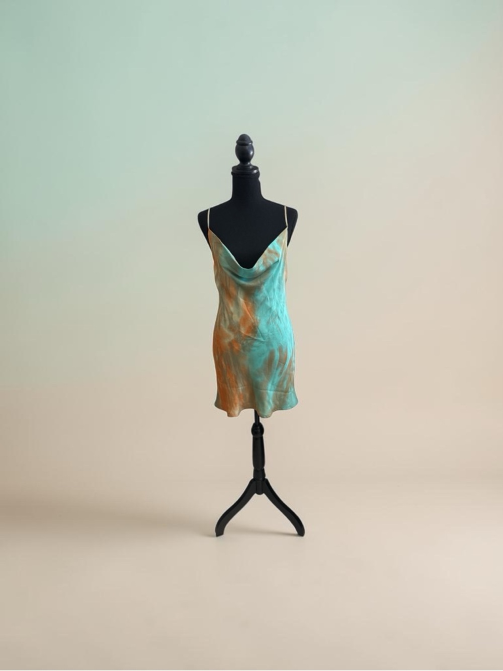 12th Tribe Teal and Copper Cowl Silk Dress